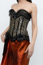 Load image into Gallery viewer, Vintage x Satin Leopard Bow Corset (XS, S)