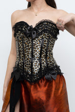Load image into Gallery viewer, Vintage x Satin Leopard Bow Corset (XS, S)