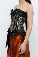 Load image into Gallery viewer, Vintage x Satin Leopard Bow Corset (XS, S)