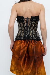 Vintage x Satin Leopard Bow Corset (XS, S)