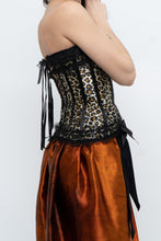 Load image into Gallery viewer, Vintage x Satin Leopard Bow Corset (XS, S)