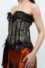 Load image into Gallery viewer, Vintage x Satin Leopard Bow Corset (XS, S)
