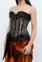 Load image into Gallery viewer, Vintage x Satin Leopard Bow Corset (XS, S)