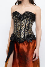 Load image into Gallery viewer, Vintage x Satin Leopard Bow Corset (XS, S)