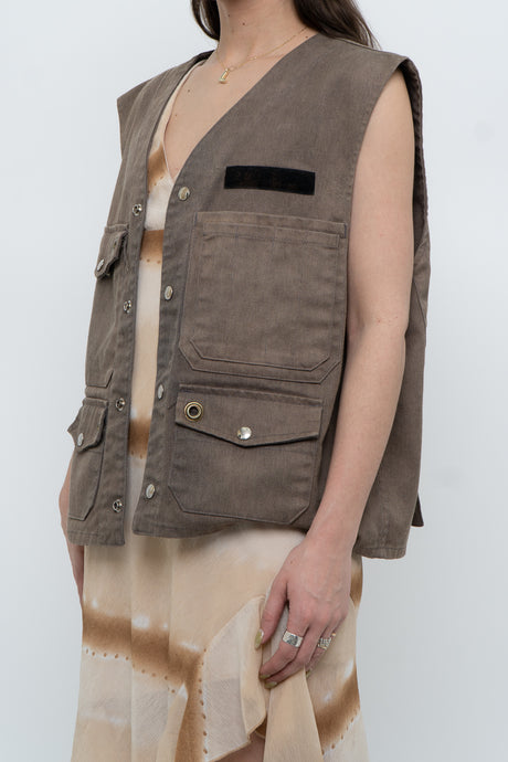 Vintage x Brown Faded Denim Work Vest (S-L)