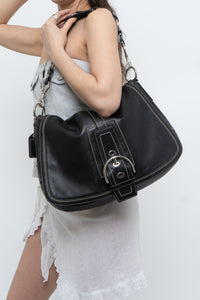 Vintage x COACH Black Leather Oversized Purse