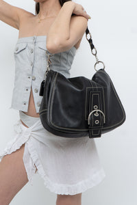 Vintage x COACH Black Leather Oversized Purse