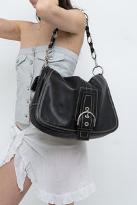 Vintage x COACH Black Leather Oversized Purse