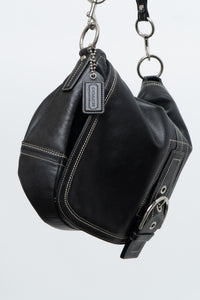 Vintage x COACH Black Leather Oversized Purse