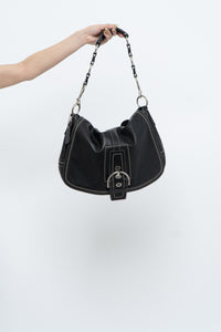 Vintage x COACH Black Leather Oversized Purse