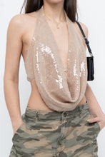 Load image into Gallery viewer, MISSGUIDED x Beige Sequin Crop (S, M)