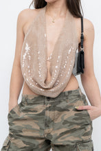 Load image into Gallery viewer, MISSGUIDED x Beige Sequin Crop (S, M)