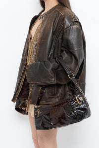 Vintage x Patent Croc Brown Purse