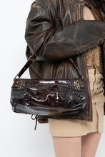 Load image into Gallery viewer, Vintage x Patent Croc Brown Purse