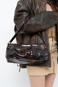 Vintage x Patent Croc Brown Purse