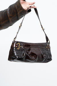 Vintage x Patent Croc Brown Purse