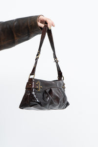 Vintage x Patent Croc Brown Purse
