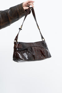 Vintage x Patent Croc Brown Purse
