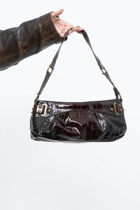 Vintage x Patent Croc Brown Purse