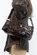 Load image into Gallery viewer, Vintage x Patent Croc Brown Purse
