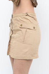 Vintage x Beige Ripstop Zipper Skirt (XS-M)