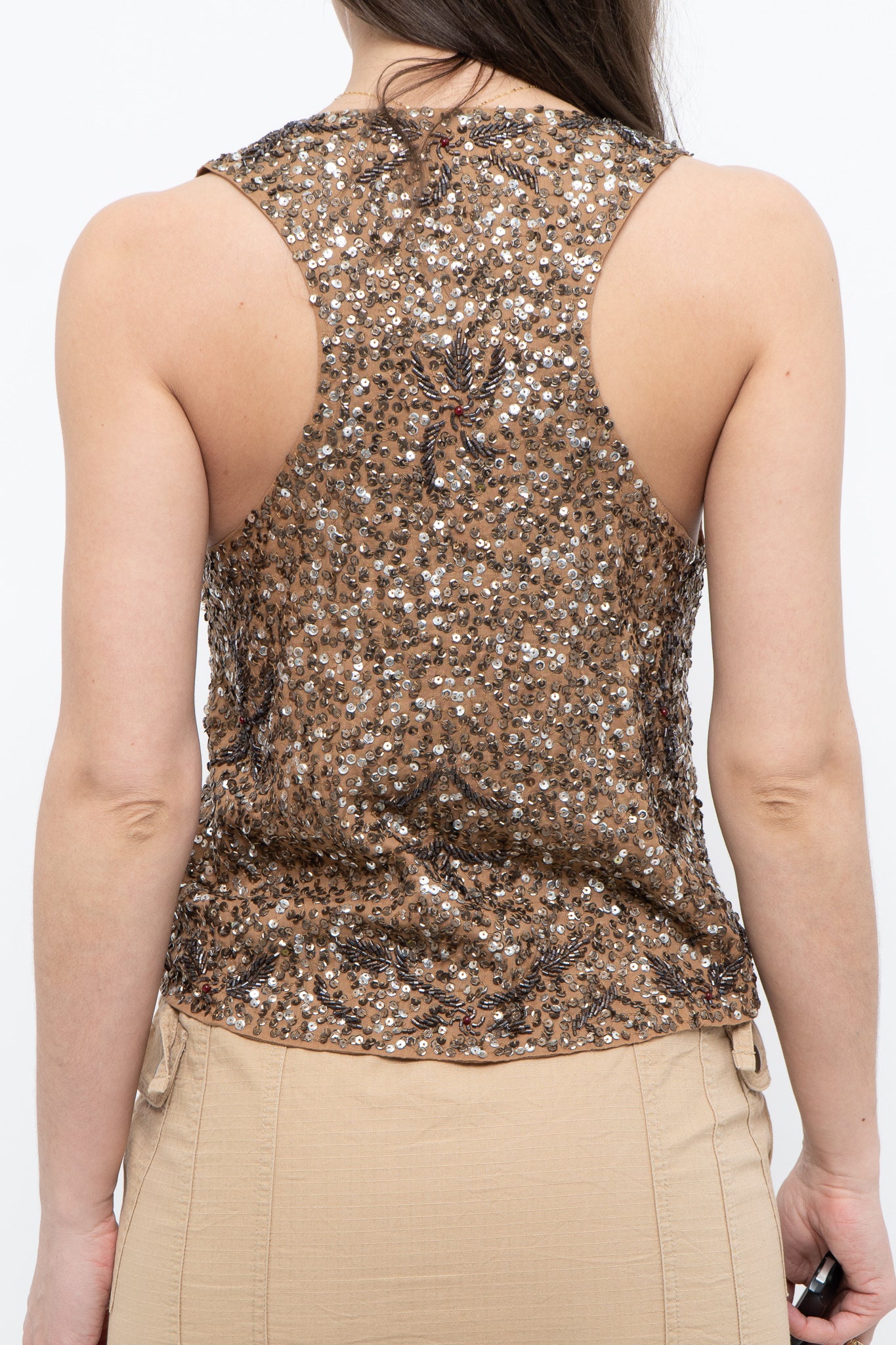 DOLLS POINT x Full Beaded Tan Vest (XS, S)