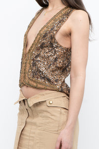 DOLLS POINT x Full Beaded Tan Vest (XS, S)