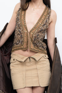 DOLLS POINT x Full Beaded Tan Vest (XS, S)
