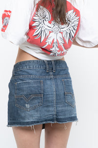 Vintage x GUESS Denim Distressed Micro Skirt (L, XL)