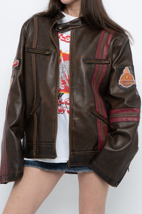 Vintage x RED SQUAD Faded Brown Biker Jacket (M-XL)