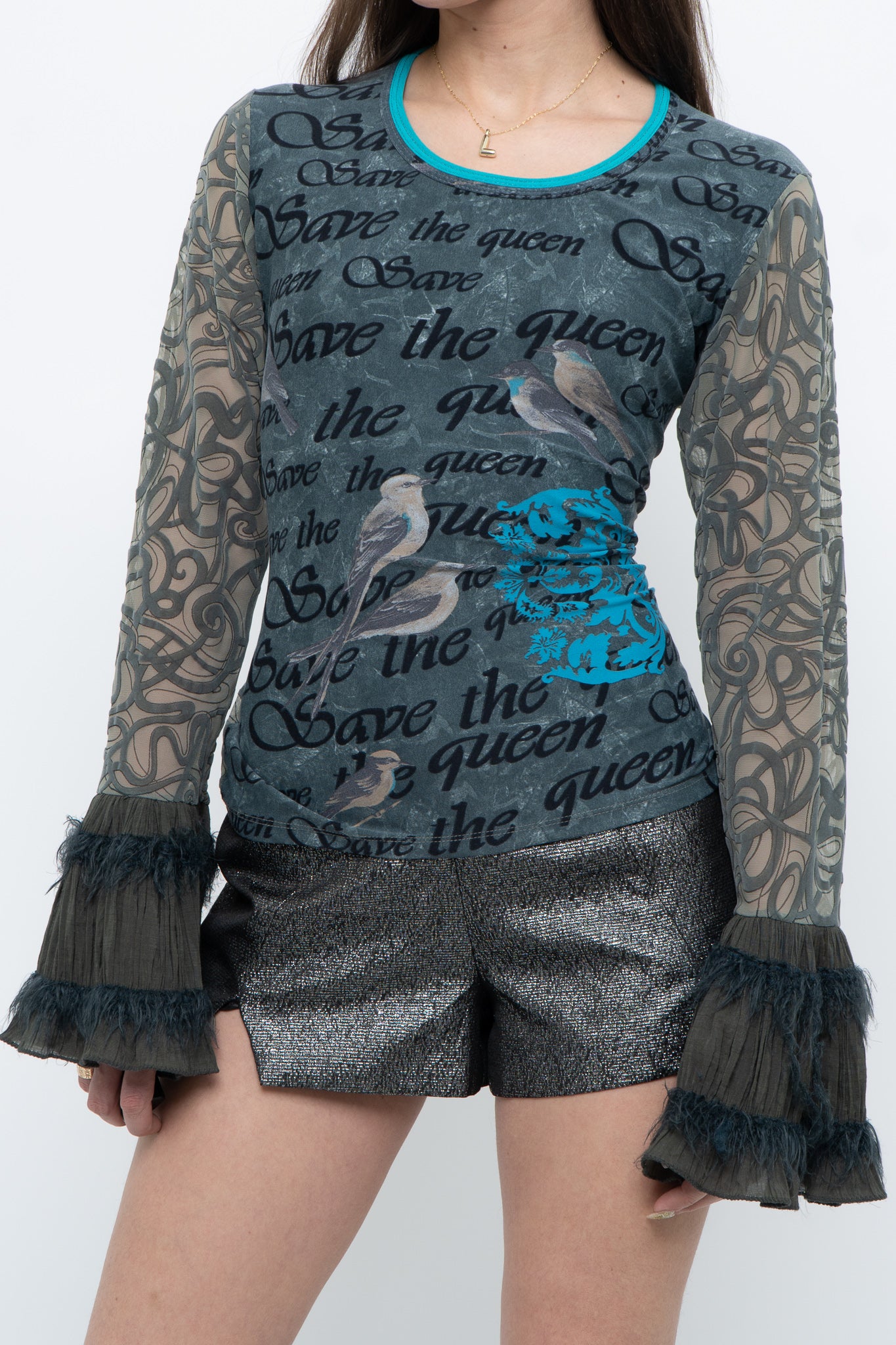 Vintage x SAVE THE QUEEN Blue Mesh Long Sleeve (M, L)