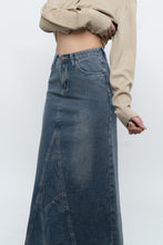 Load image into Gallery viewer, Modern x Midwash Panelled Fray Denim Maxi Skirt (XXS, XS)