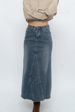 Load image into Gallery viewer, Modern x Midwash Panelled Fray Denim Maxi Skirt (XXS, XS)