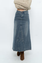 Load image into Gallery viewer, Modern x Midwash Panelled Fray Denim Maxi Skirt (XXS, XS)