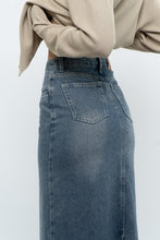 Load image into Gallery viewer, Modern x Midwash Panelled Fray Denim Maxi Skirt (XXS, XS)