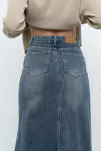 Load image into Gallery viewer, Modern x Midwash Panelled Fray Denim Maxi Skirt (XXS, XS)