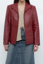 Load image into Gallery viewer, Vintage x Burgundy Leather Fitted Jacket (XS, S)