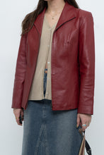 Load image into Gallery viewer, Vintage x Burgundy Leather Fitted Jacket (XS, S)