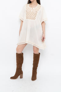 Vintage x Beige Embroidered Flowy Dress (XS-M)