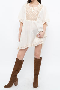 Vintage x Beige Embroidered Flowy Dress (XS-M)