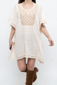 Vintage x Beige Embroidered Flowy Dress (XS-M)