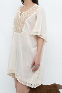 Vintage x Beige Embroidered Flowy Dress (XS-M)