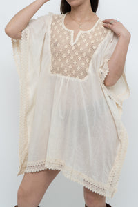 Vintage x Beige Embroidered Flowy Dress (XS-M)