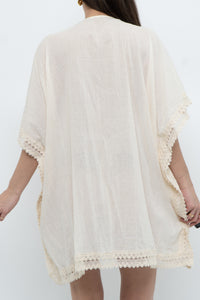 Vintage x Beige Embroidered Flowy Dress (XS-M)
