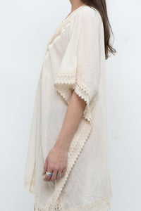 Vintage x Beige Embroidered Flowy Dress (XS-M)