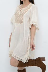 Vintage x Beige Embroidered Flowy Dress (XS-M)