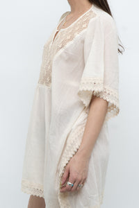 Vintage x Beige Embroidered Flowy Dress (XS-M)