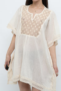 Vintage x Beige Embroidered Flowy Dress (XS-M)