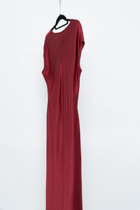 Vintage x Red Pure Silk Floor Length Dress (L)