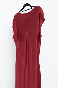 Vintage x Red Pure Silk Floor Length Dress (L)
